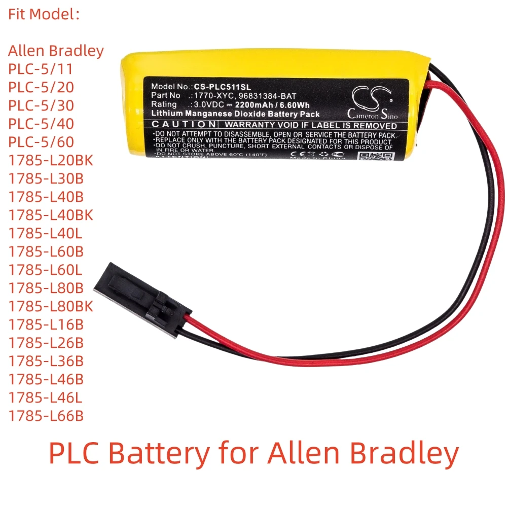 

Li-MnO2 PLC Battery for Allen Bradley,3.0V,2200mAh,PLC-5/11 1771-DMC1 1785-L20BK 1785-L11B,1770-XYC/A 9556902-LITH 96831384-BAT