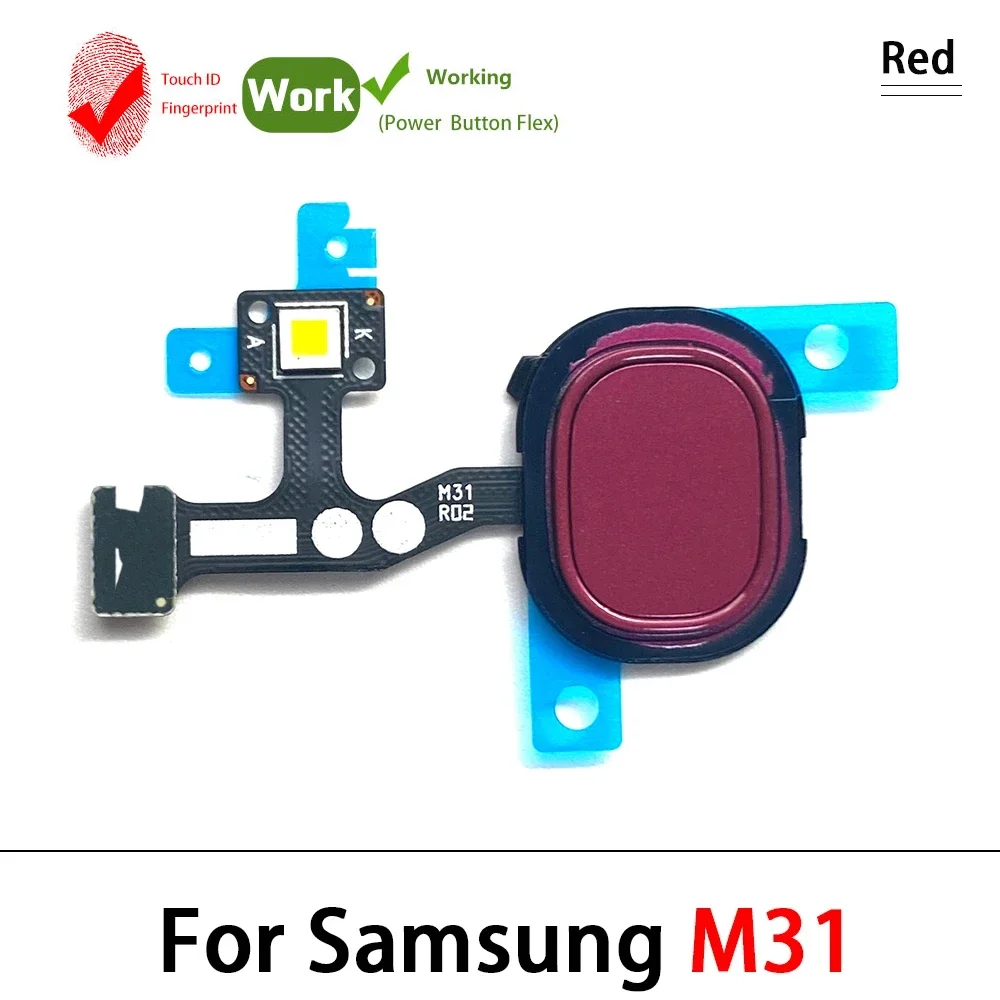 20Pcs，Fingerprint For Samsung M31S M51 M62 M14 M23 5G ID Home Button Fingerprint Menu Return Key Recognition Sensor Flex Cable