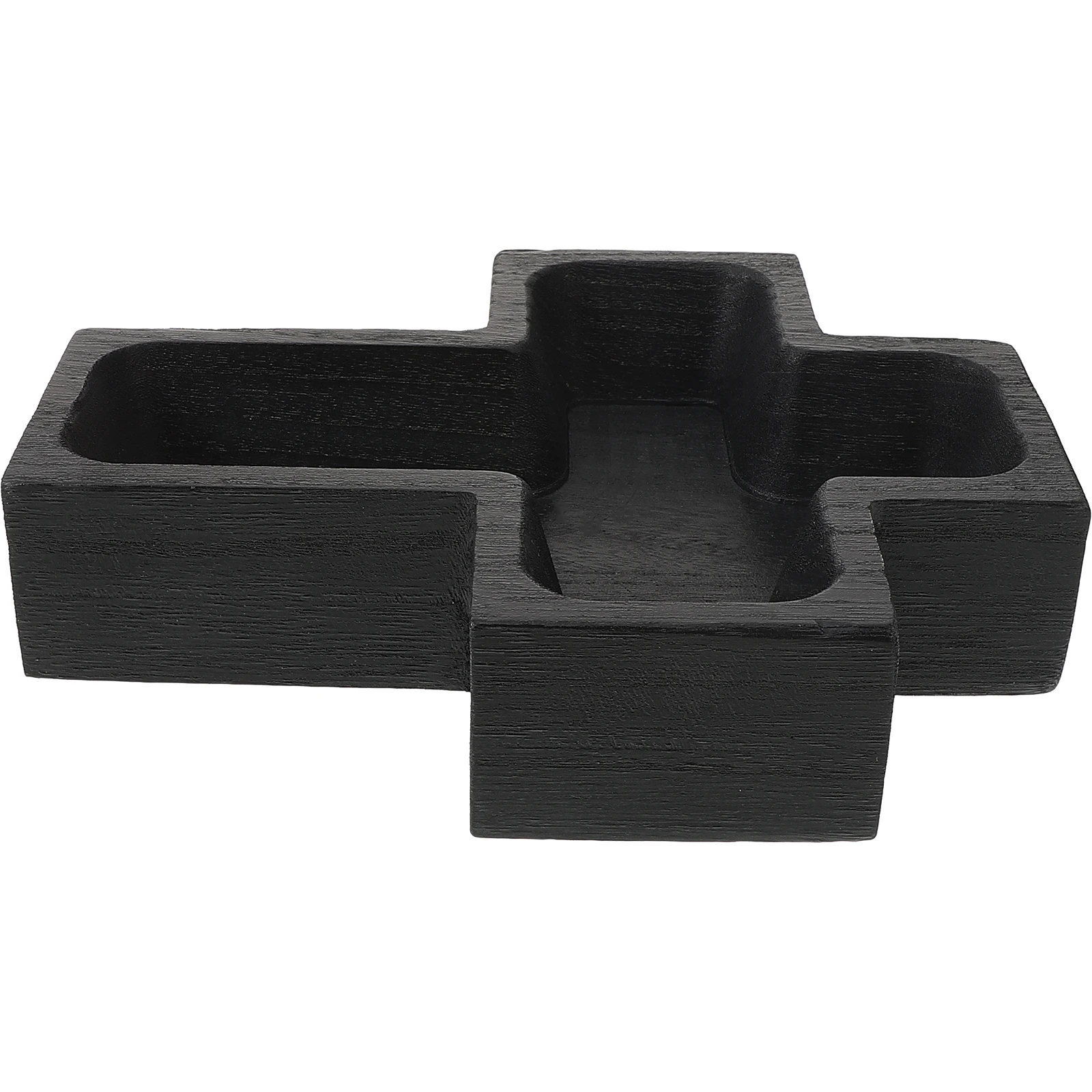 

Wooden Bowl Tray Cross Shape Small Cake Plate Black Color Multi Function Dessert Tray Fruit Snack Storage Easy Clean