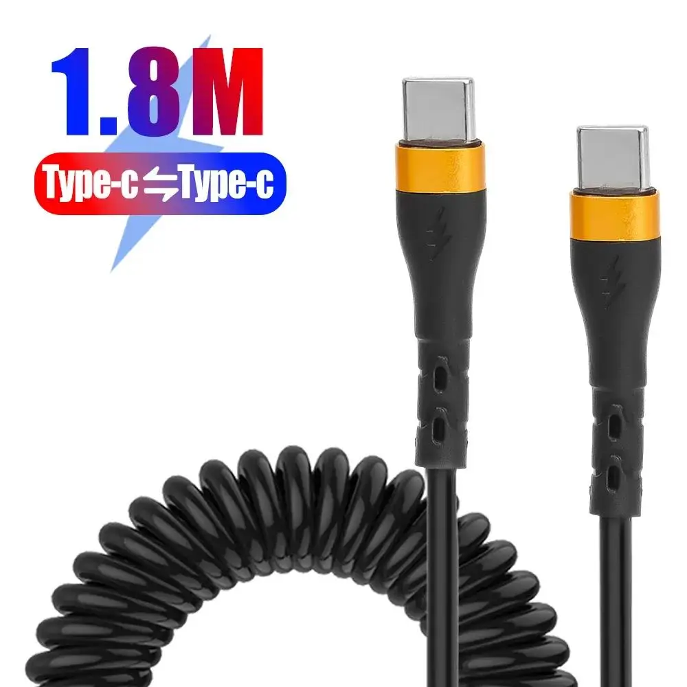 PD 120W Typ-C-auf-Typ-C-Kabel 5A Schnellladekabel USB-C Spiralkabel für iPhone 15 Serie Xiaomi 12 Samsung S23 Macbook