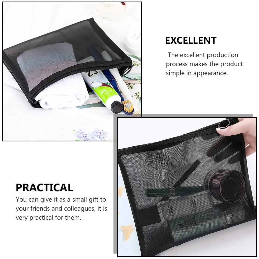 

5pcs Storage Bag Organizer Mesh Toiletry Pouch Travel Small Zipper Bags For Makeup Brush Holder Vanity Case