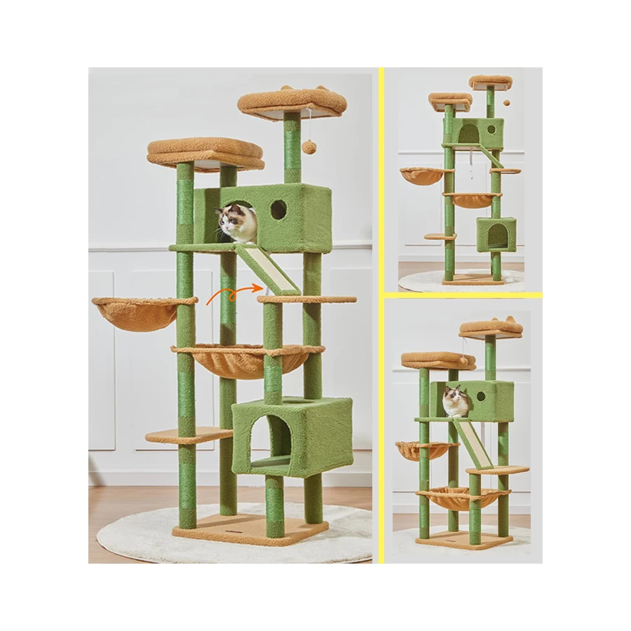 

Discount Cactus Cat Tree & Scratcher Sisal Scratching Post with Plush Cat House Customized Cactus Furniture Cat Tower