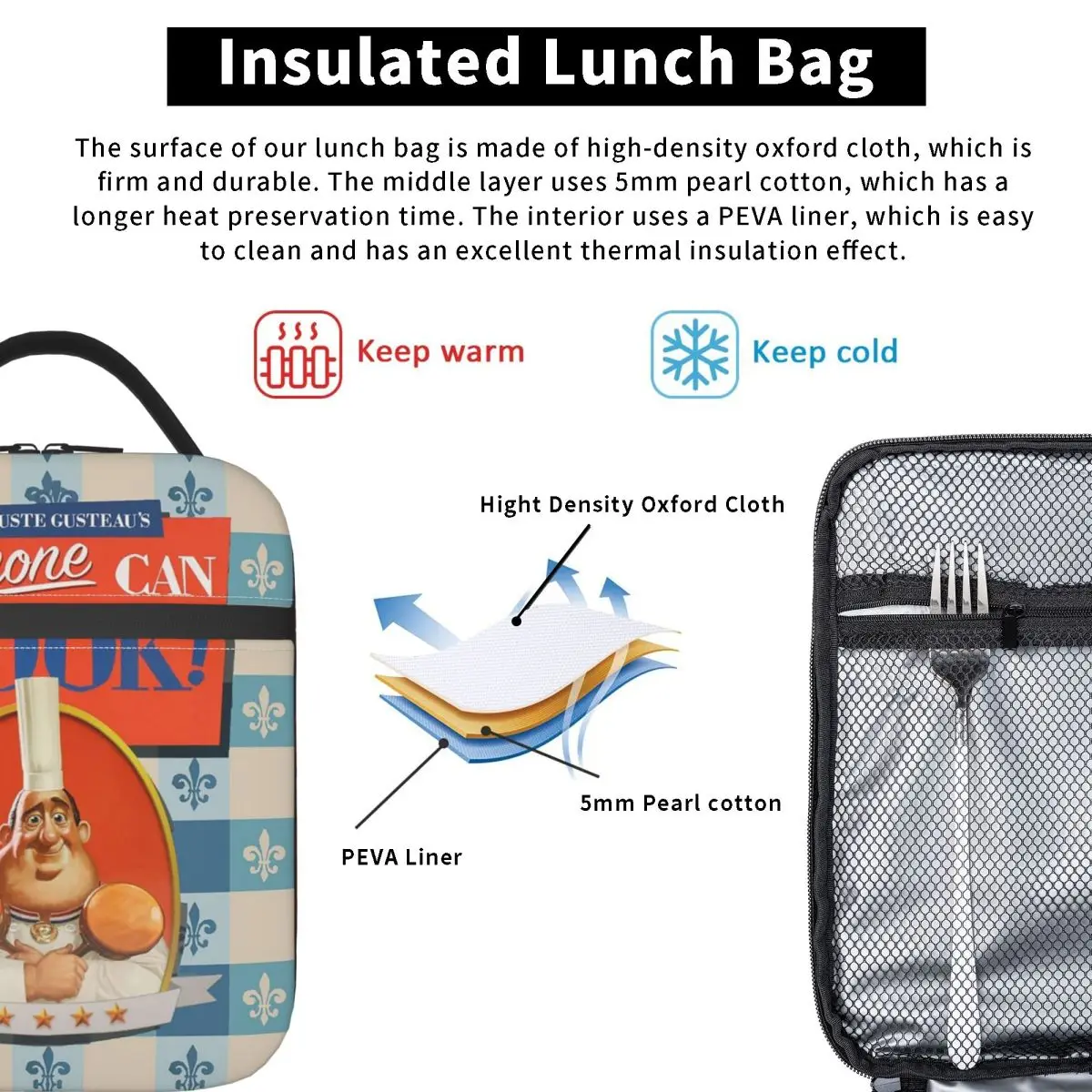 Anyone Can Cook Book Insulated Lunch Bag for Women Kids Portable Food Boxes Thermal Lunch Box Tote