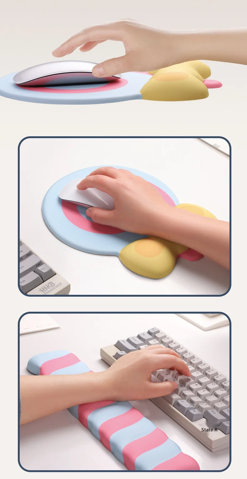 Lollipop Silikon-Handgelenkauflage Mauspad Ergonomische Schreibtischunterlage für Büro und Gaming 3 Farboptionen mit Tastaturunterstützung – Detail 2