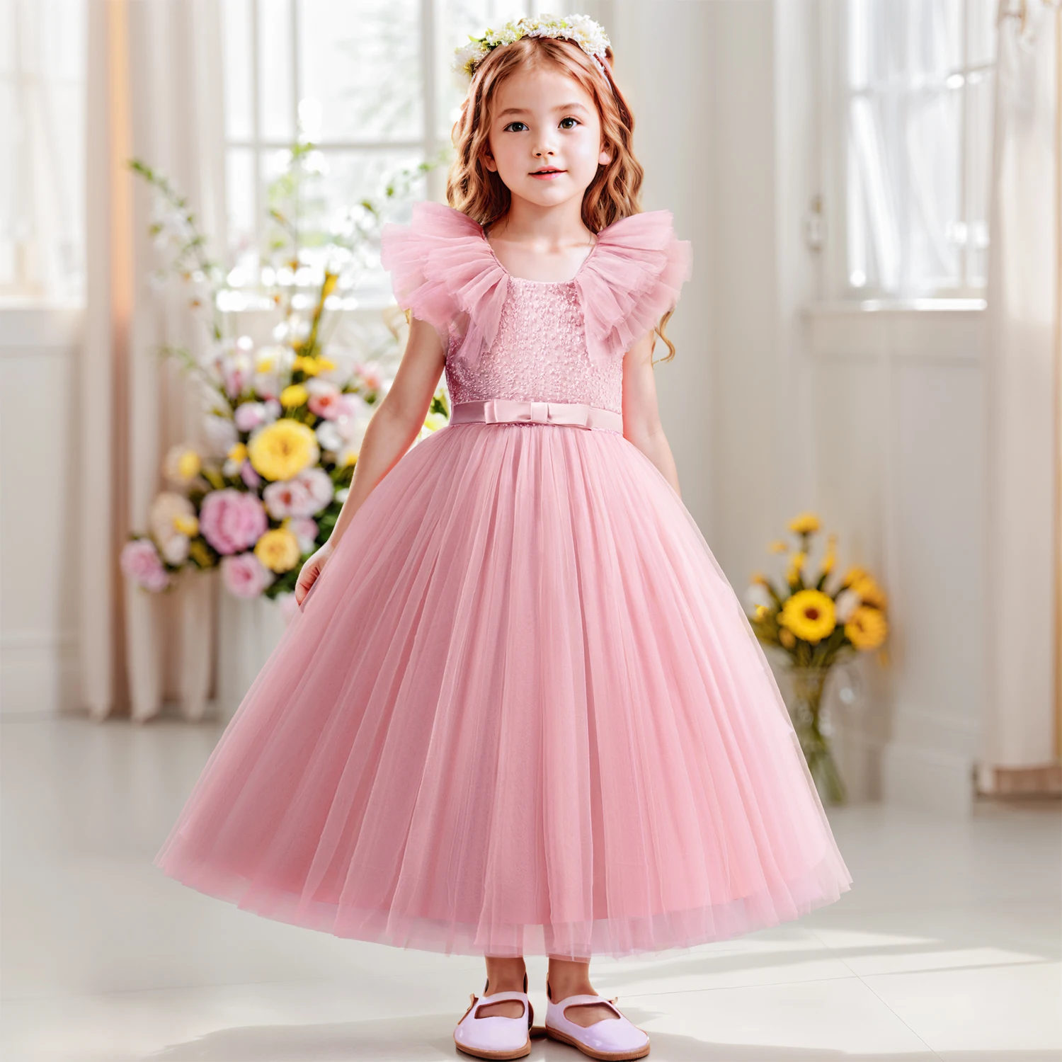 Elegant Girl Princess Dress 3-8Yrs Girls Birthday Party Gown for Kids Girls Weddings Prom Evening Dress for Formal Banquet Dress