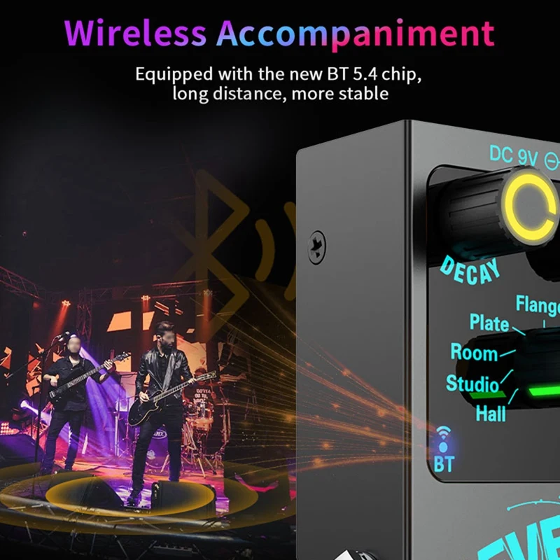 

New Bluetooth 5.4 Effector Guitar Reverb Effector Single-Block Reverb Effector Reverb Colorful Visual Light
