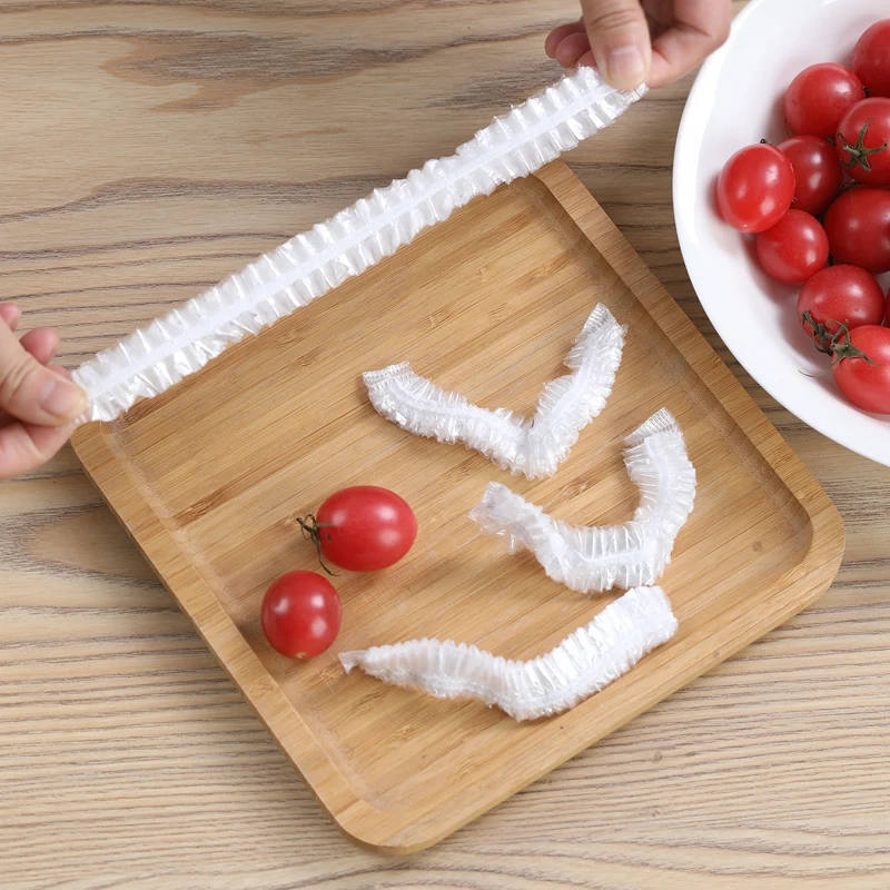 100pcs Disposable Food Cover Plastic Wrap Elastic Food Lids For Fruit Bowls Cups Caps Storage Kitchen Fresh Keeping Saver Bag