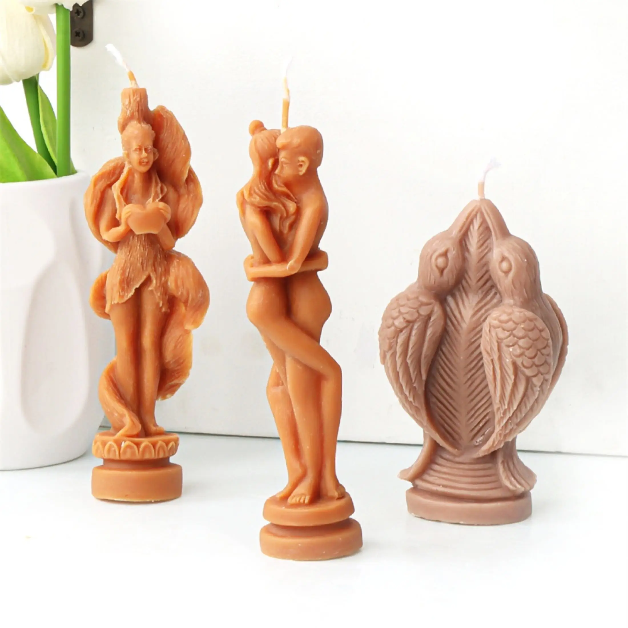 DIY Fox Silicone Candle Mold Myth Style Human Edge Bird Silicone Mold 3d Naked Women Men Body Shape Statue Candle Mould