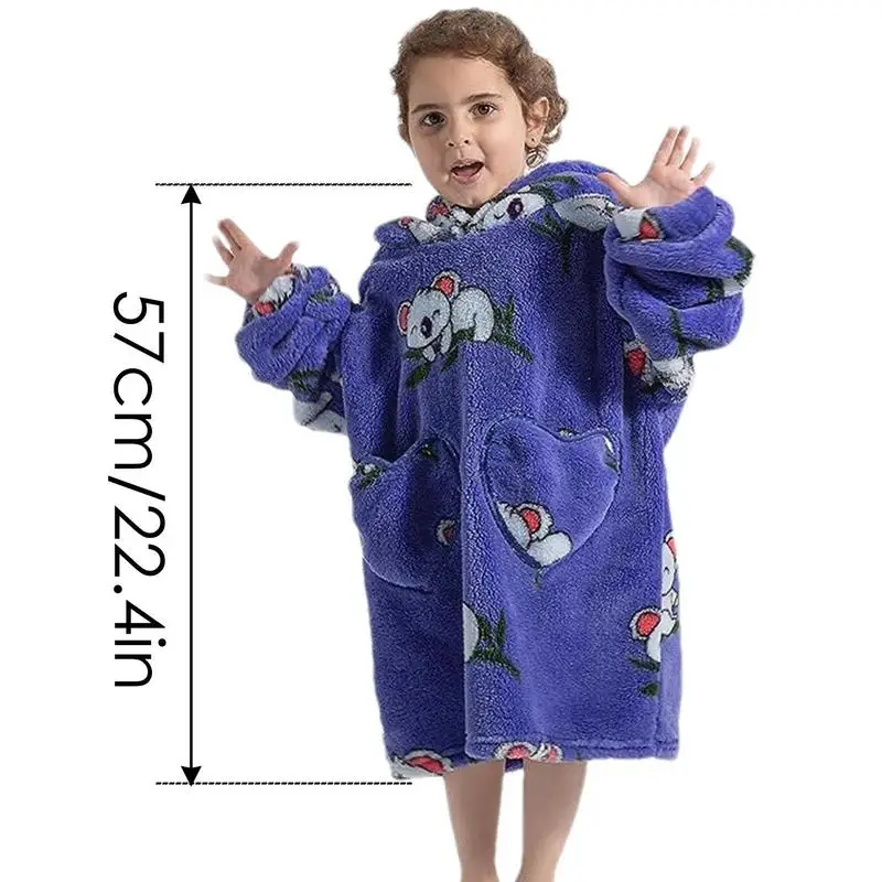 Koala Hooded Blanket Children Cartoon Blanket Hoodies Kids Wearable Hoodie Sweatshirt Extra Large Super Warm Hoodie For Child