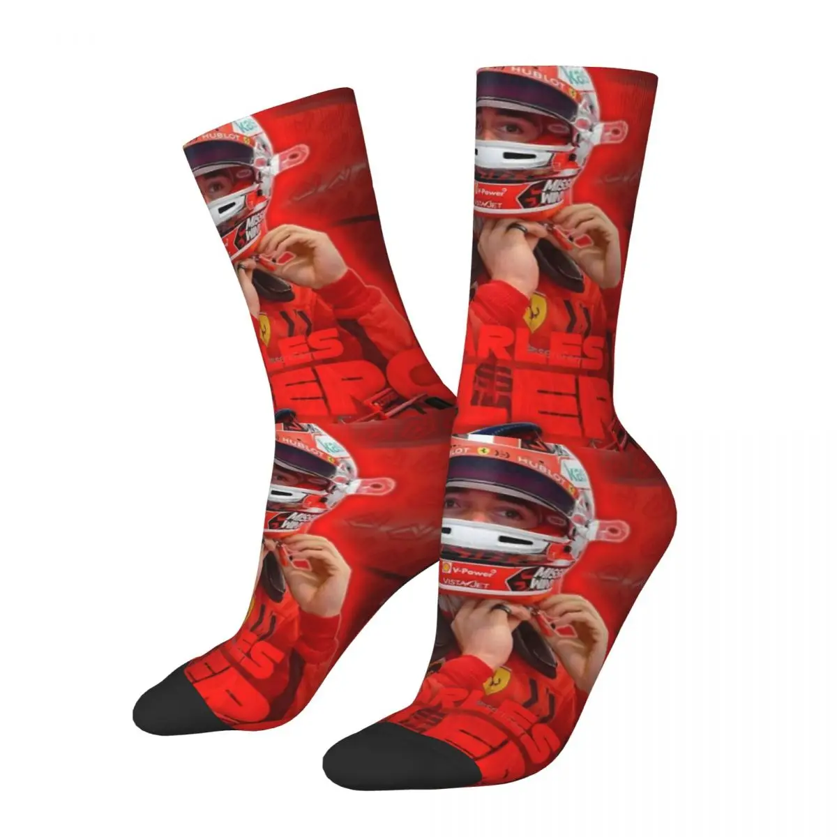 

Autumn Winter Hip-hop Women Men Charles Leclerc Poster 16 Racing Car Socks Non-slip Basketball Socks