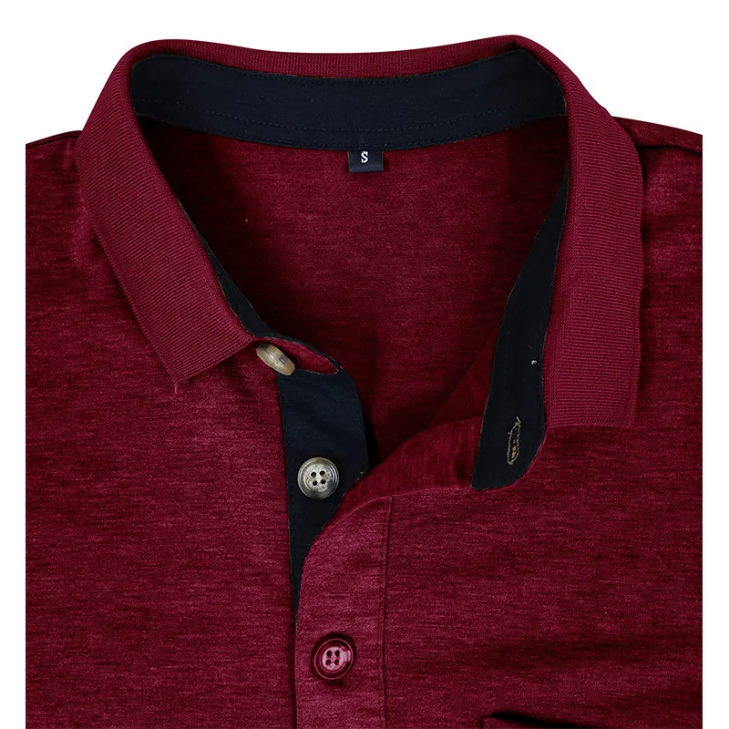 Frühling Trend männer Langarm Casual T-shirt Solide Revers Button Up Pullover Tops Herbst Drehen Unten Kragen Bodenbildung Polo-Shirt – Detail 38