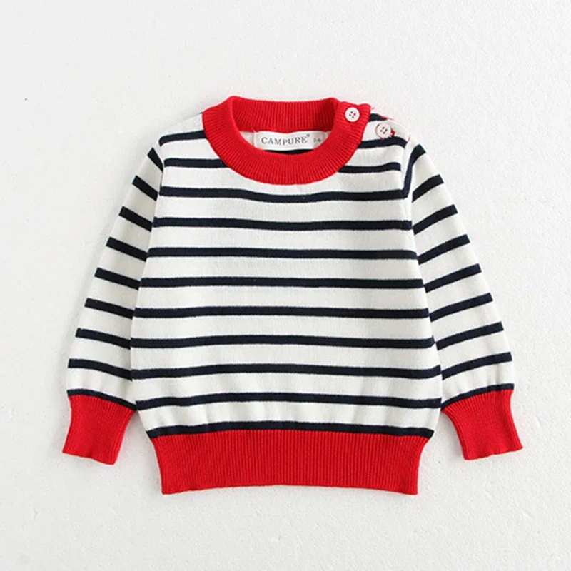 2025 New Autumn Toddler Baby Boys Girl Knitting Pullover Tops Kids Long Sleeved Striped Pullover Sweater 0-3Yrs Children Clothes