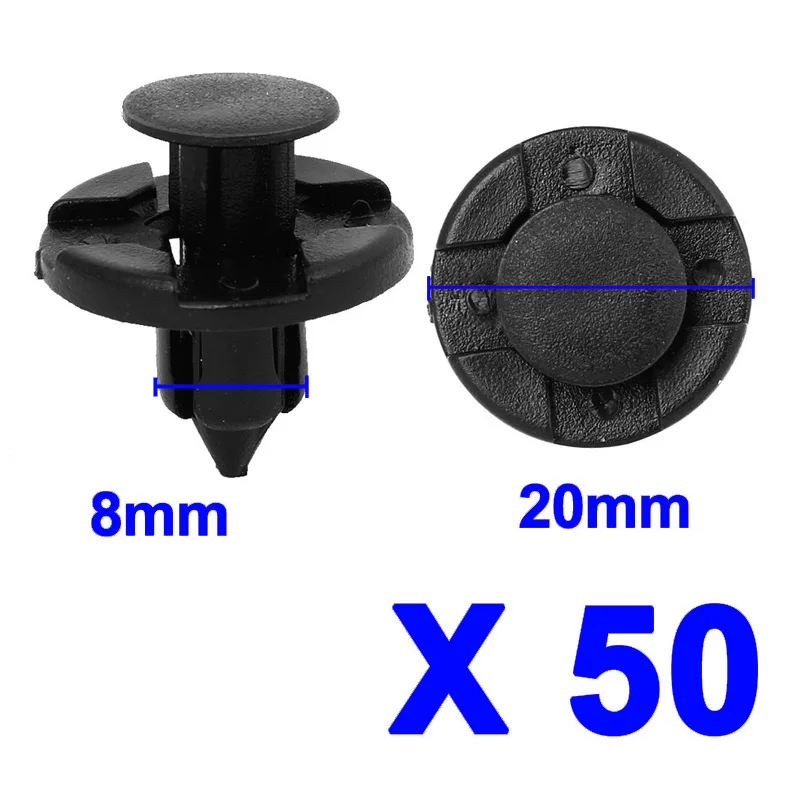 

High Quality Professional Set Tool Rivets Fasteners for Car Fender 50PCS 8mm Bumper Clip Hole Moulding Plastic