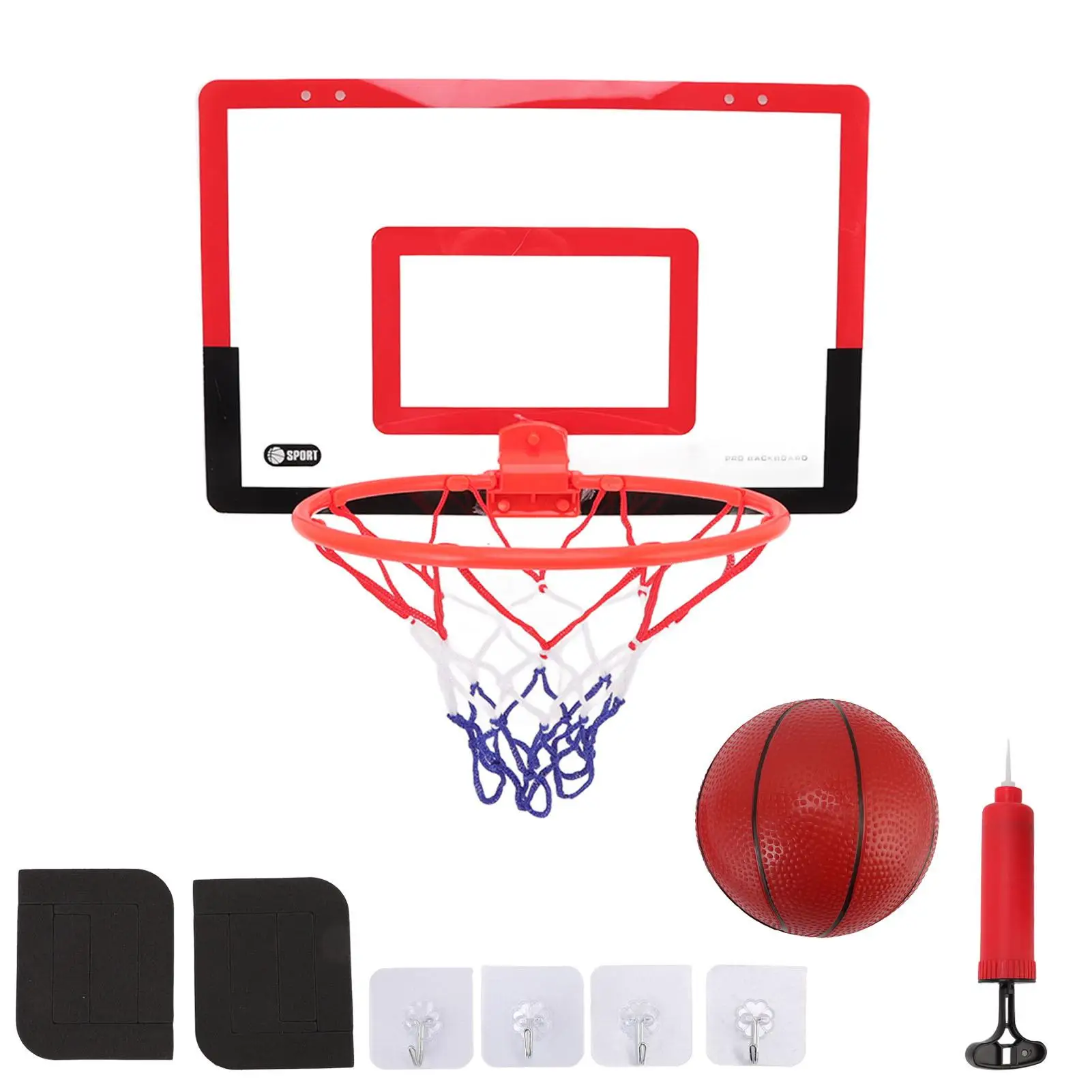 Indoor Mini Basketball Hoop Set - Red & Black Wall-Mounted Bounce Design for Parent-Child Fun