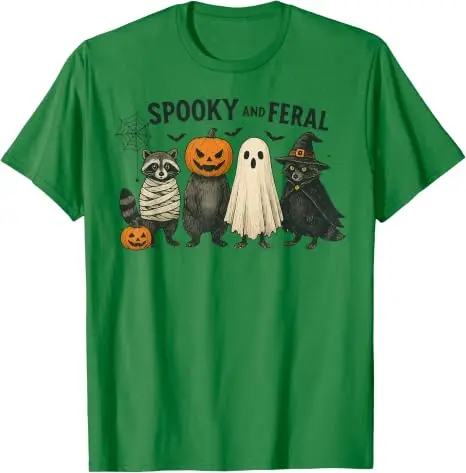 Gruseliges und wildes Halloween-Hexen-Waschbär-Geister-Mumien-Kostüm T-Shirt Y2k Trick or Treat Vintage Boo Hexen-Kürbis-Grafik-Bekleidung – Detail 16