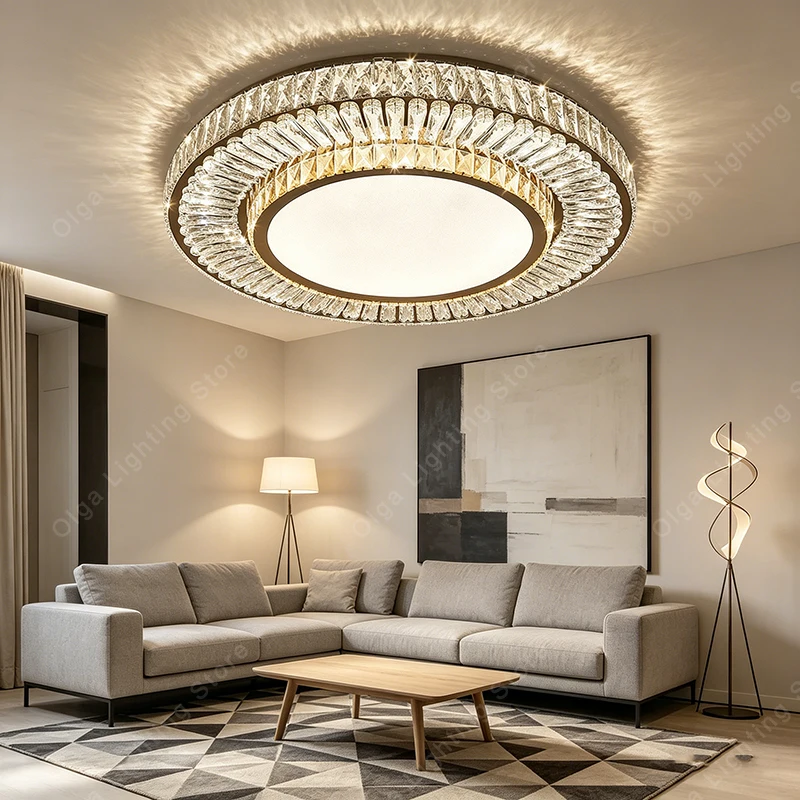 

2026 Luxury New Design Crystal Ceiling Lamps, Led Home Decoration Lampara Techo Decoration Bedroom Foyer Light Fixture Gold