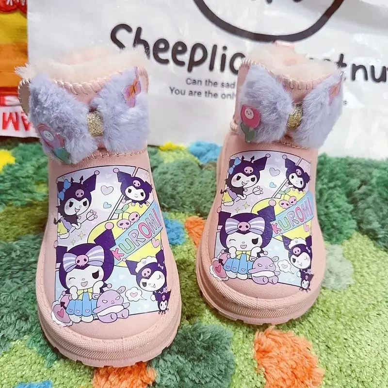 Autumn Winter Cinnamoroll Kuromi Anime Kawaii Sanrio Ins Children Snow Boots Cute Cartoon Kuromi Waterproof Cotton Boots Gifts