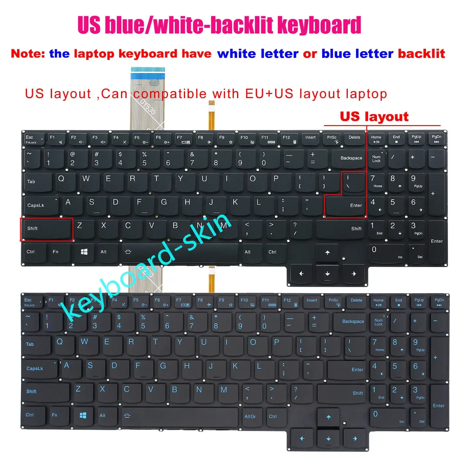 New US white/blue Backlit Keyboard For Lenovo IdeaPad Gaming 3-15IMH05 3-15ARH05 3-15ACH05 3-15ACH6 3-15IHU6 laptop