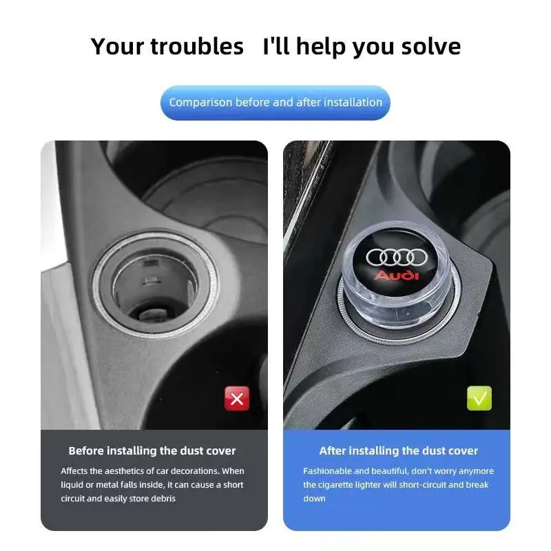 غطاء غبار ولاعة سجائر السيارة على الطراز الجديد - غطاء مقاوم للغبار والزخرف، مناسب لموديلات أودي #5
