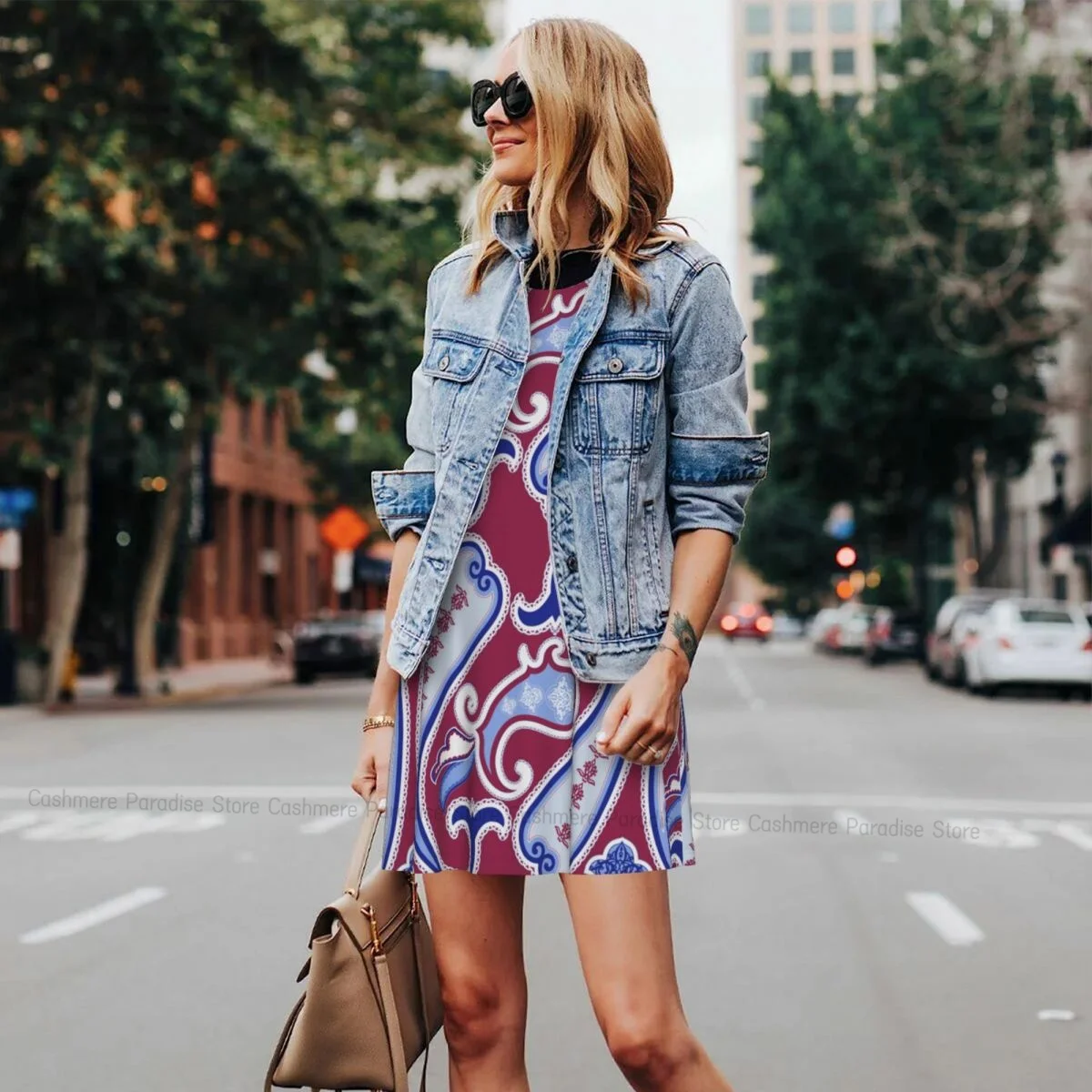 Abito da donna con motivo patchwork Paisley, maglietta casual estiva, abiti da spiaggia, abito da canotta