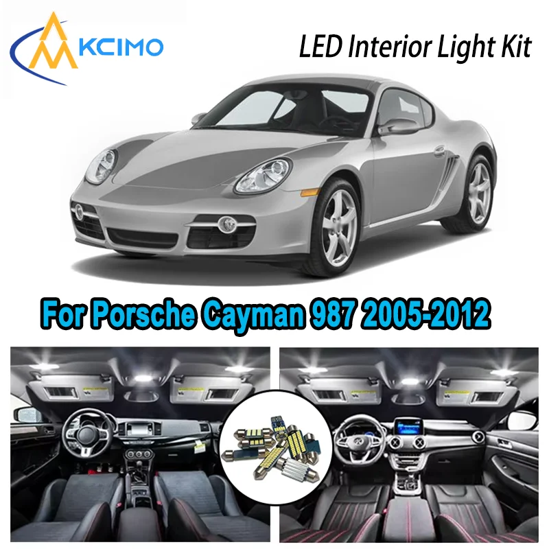 

High-Quality LED Interior Kit for Porsche Cayman 987 2005-2012 2006 2007 2008 Premium Error-Free Dome Map Trunk Automotive Lamps