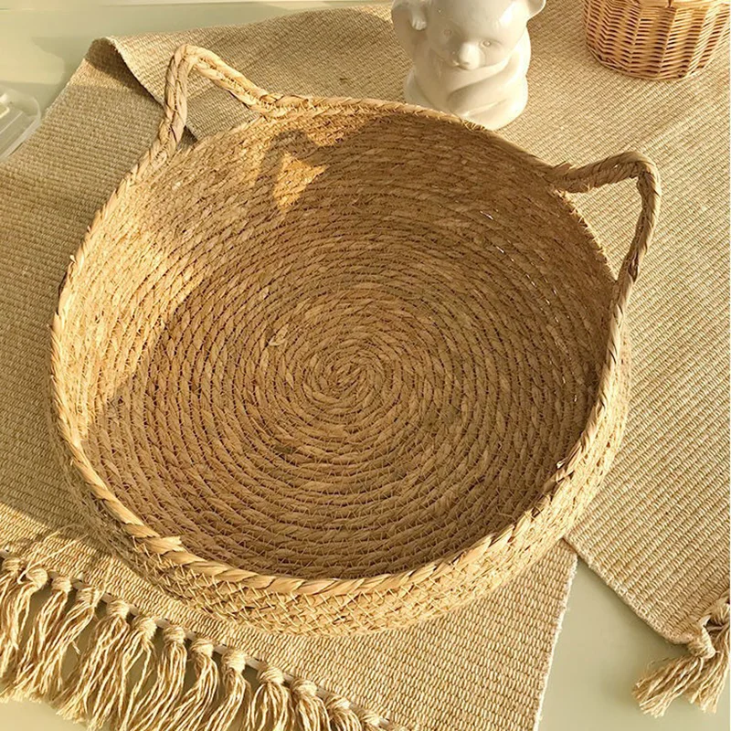 Cat Bed Pet Nest Pure Manual Rattan Woven Cattailgrass Cat Scratch Board Removable Washable Winter Warm Pad All-Season