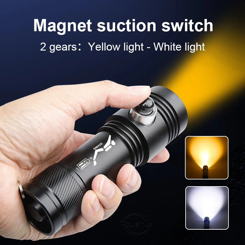 Newest Powerful Profession Led Diving Flashlight XHP90 Wick 2Modes Rechargeable Scuba Diving Torch Yellow Light Underwater Lamp