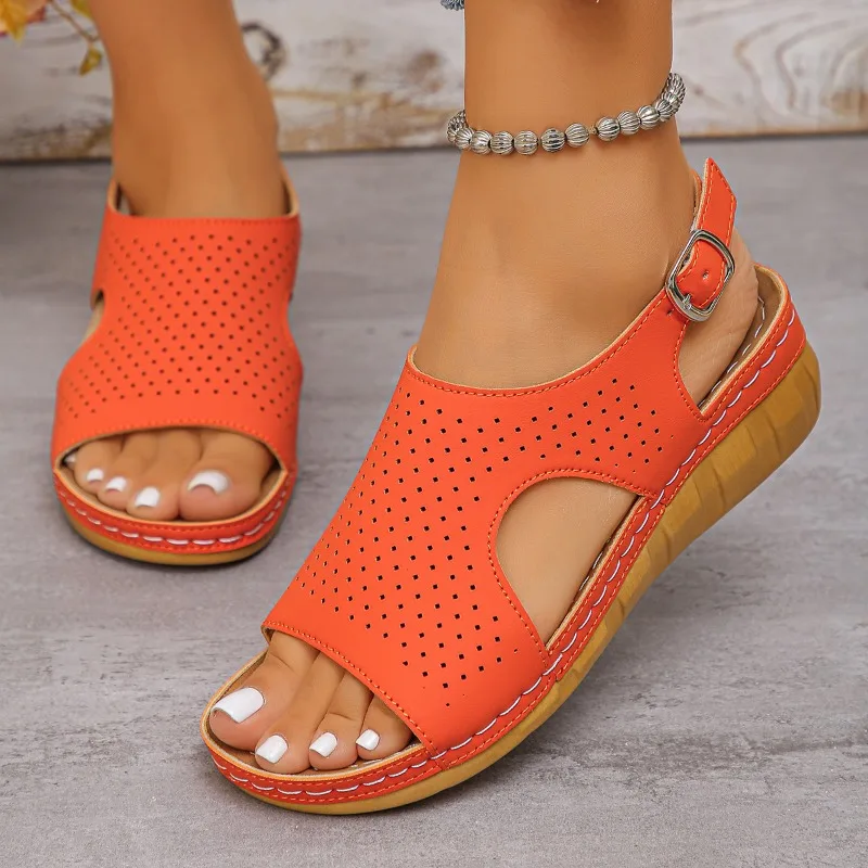 

Comfortable wedge heels for ladies, summer sandals, simple, comfortable and lightweight, casual beach shoes, size 43 large size