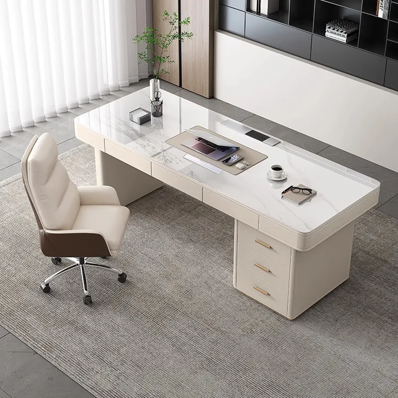 

HT Slate desk cream style beauty salon consultation workbench modern for home study bedroom office computer desk