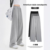 Gray Sports Pants Women's Summer Thin Straight Leg Casual Spring Autumn Narrow Version Wide Leg Pants Drapey Small Size