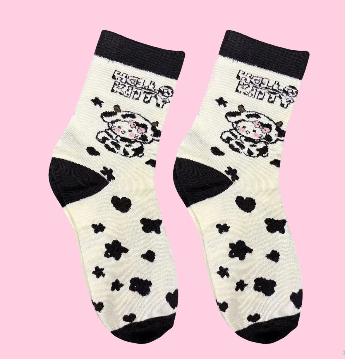 여성용 산리오 헬로 키티 만화 애니메이션 귀여운 종아리 중간 양말 1/5쌍