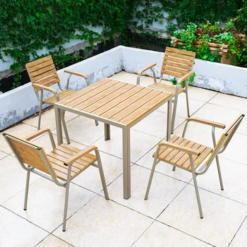 Modern Outside Dinner Table set Garden Lawn Furniture Outdoor Chairs And Tables For Restaurant