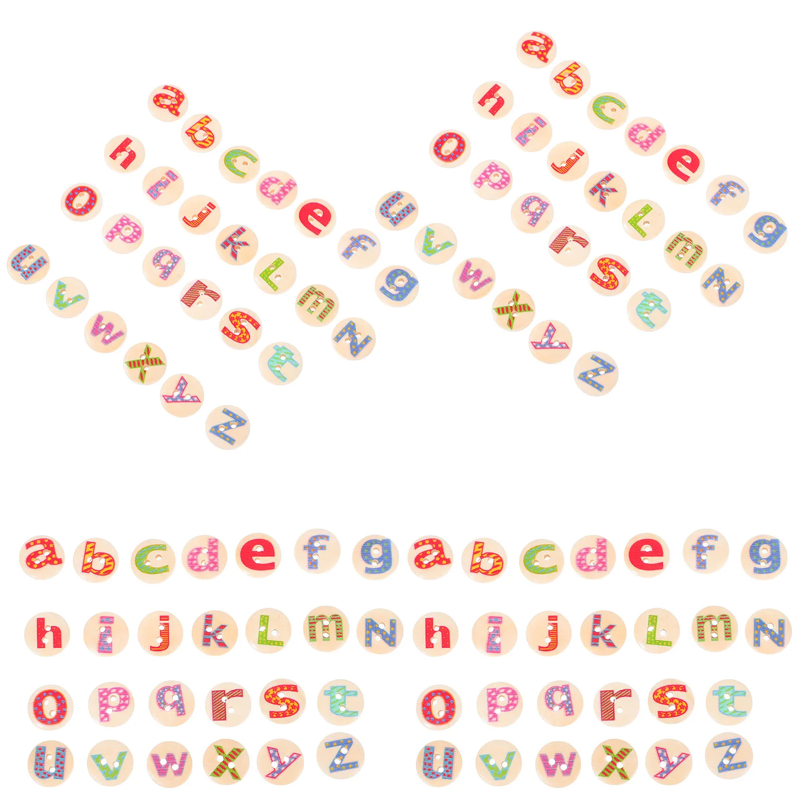 

100 pcs Wooden Buttons Two-hole Alphabet Letters Natural Color 26 Letters Long-lasting Decorative Sewing Craft Supplies