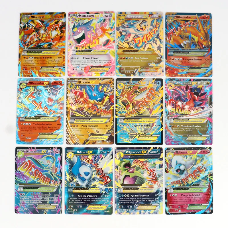 French DIY Version Pokémon TCG: 100Pcs Scarlet & Violet Rare Card Titanium crystal Charizard EX GX TAG MEGA Pokemon Battle Card