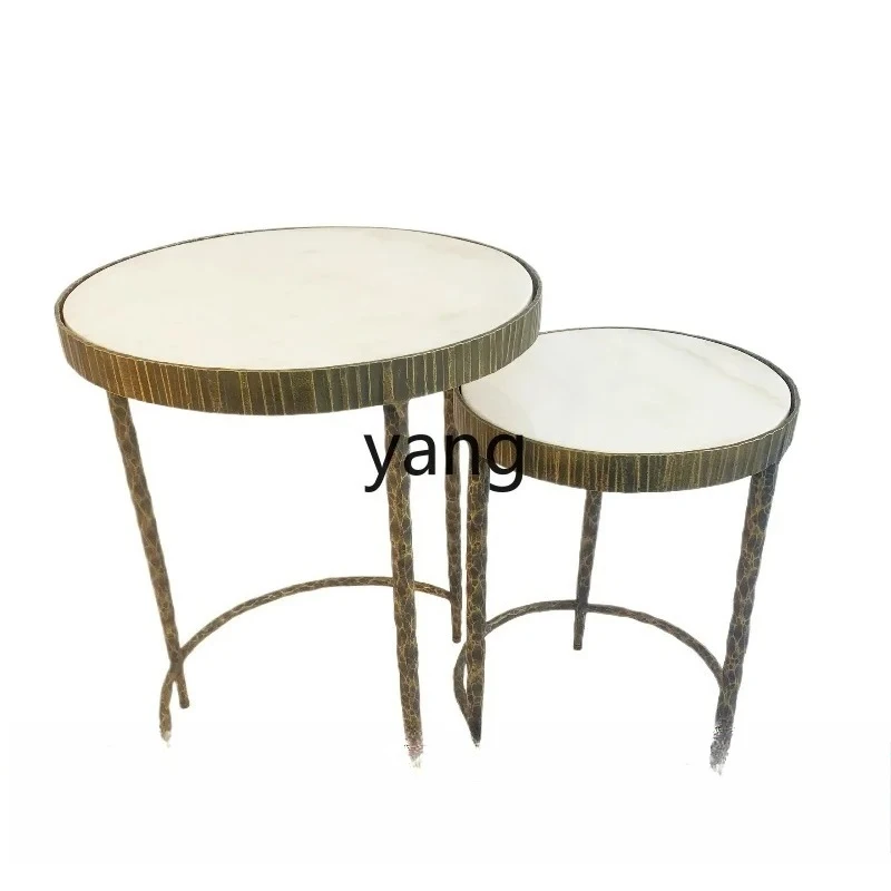 LMM American light luxury retro copper coffee table living room bedroom cover a few corners and sides