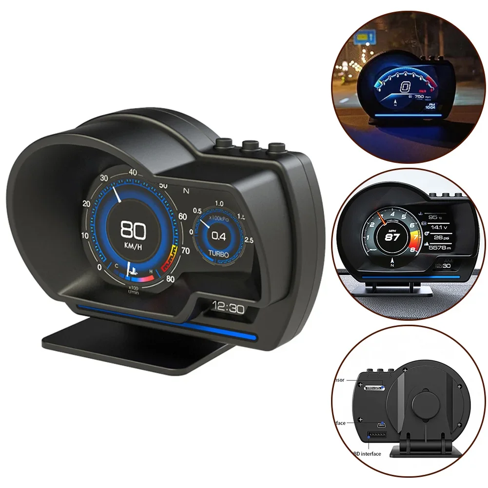 

Car OBD2 GPS Multi-Function Gauge Head-Up Display HUD Speedometer RPM Oil Temp Direct Installation Car Accessories