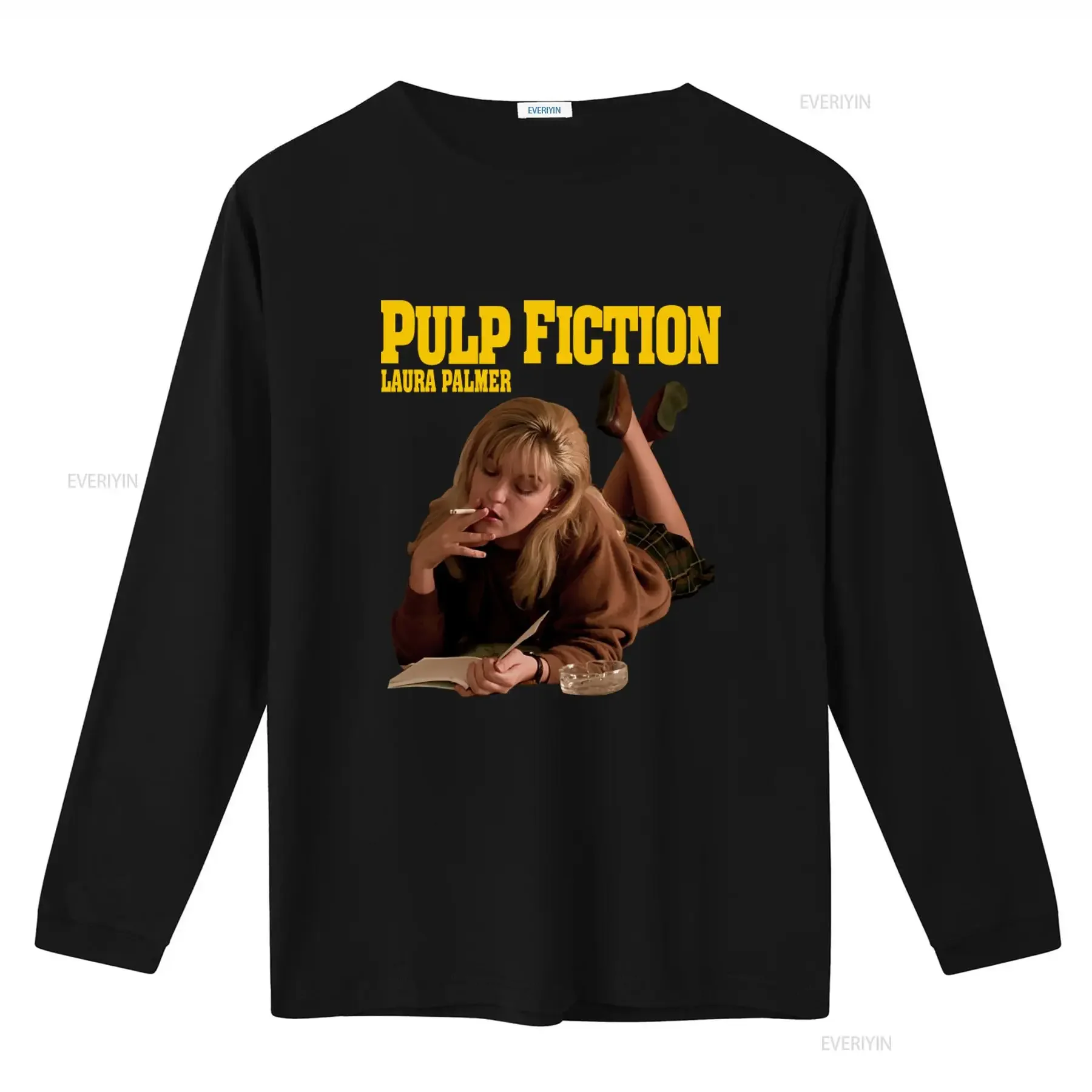 Pulp Fiction Laura Palmer Smoking Twin Peaks T Shirt Fashionable Movie Inspired Design for Fans TE6703 vintage Washed Slightly