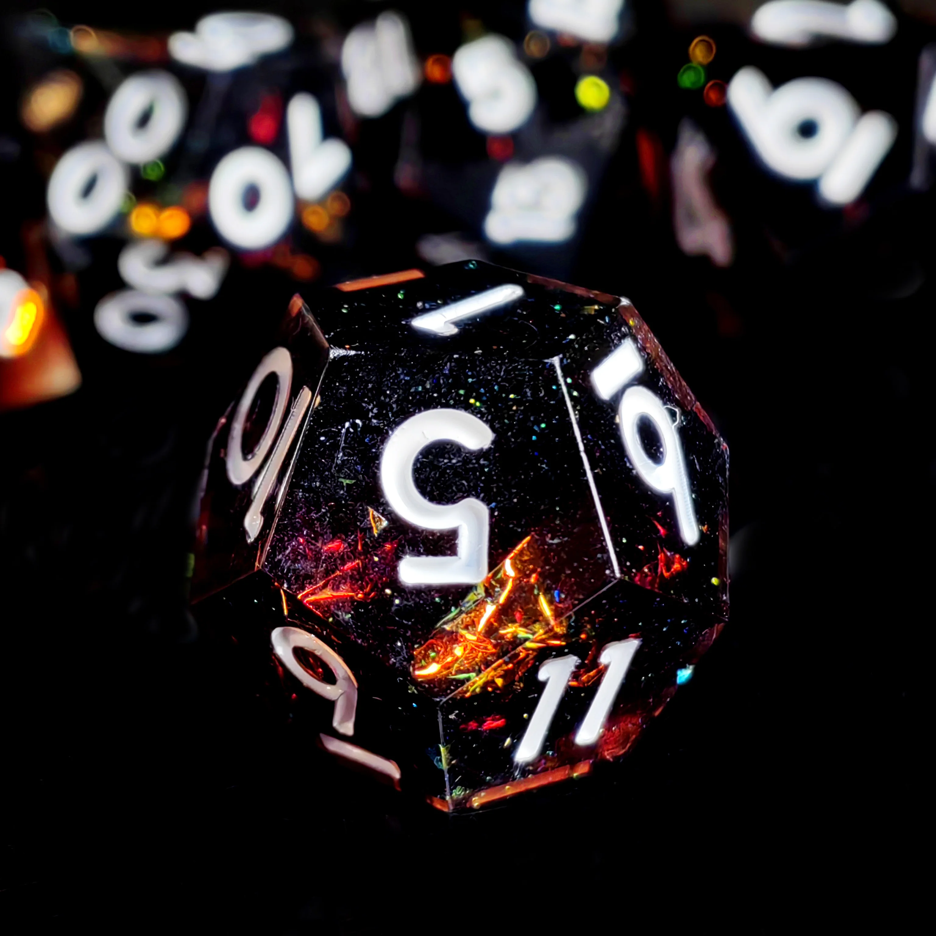 DnD 주사위 세트 7피스 다면체 수지 주사위, 던전 앤 드래곤용 흰색 숫자가 있는 검정색, RPG 게임, D&D 테이블탑 게임