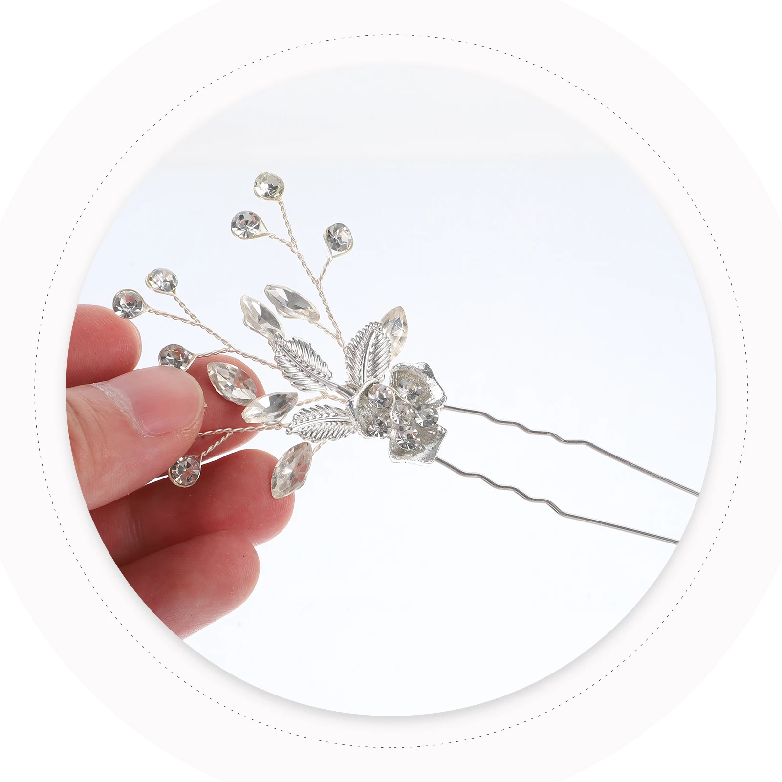 

2pcs Wedding Hairpins Rhinestone Silver Bridal Accessories Lightweight Comfortable Elegant Hair Accessories for Women