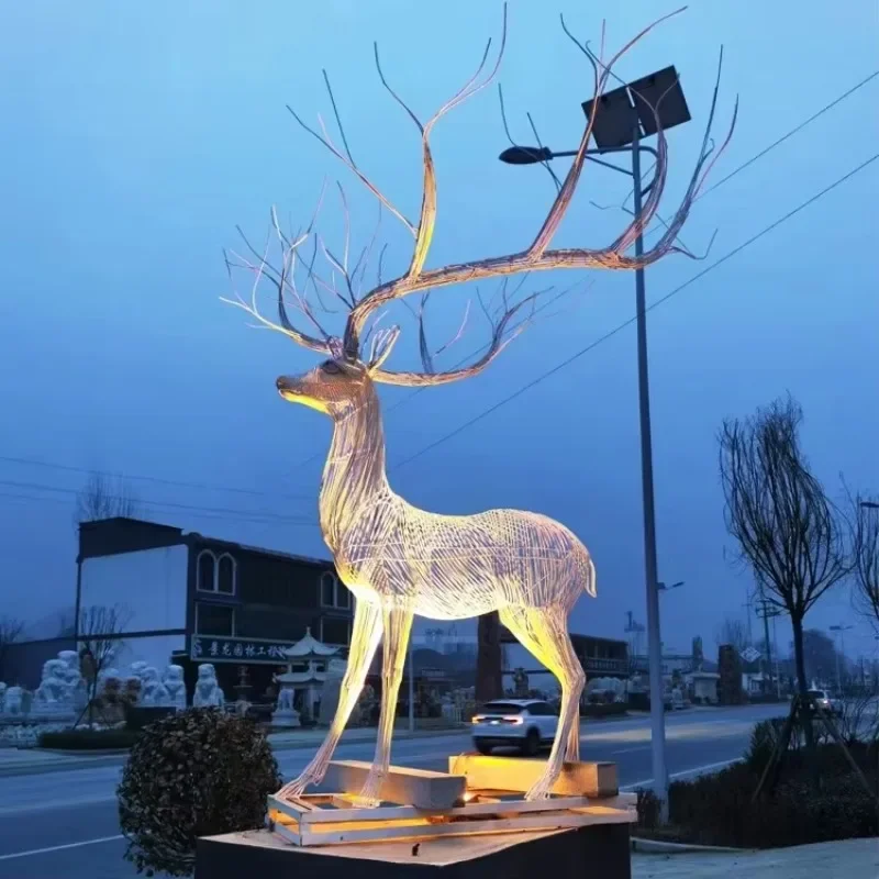 Stainless Steel Deer Statue Stainless Steel Mirror Deer Statue Abstract Stainless Steel Animal Large Garden Sculpture
