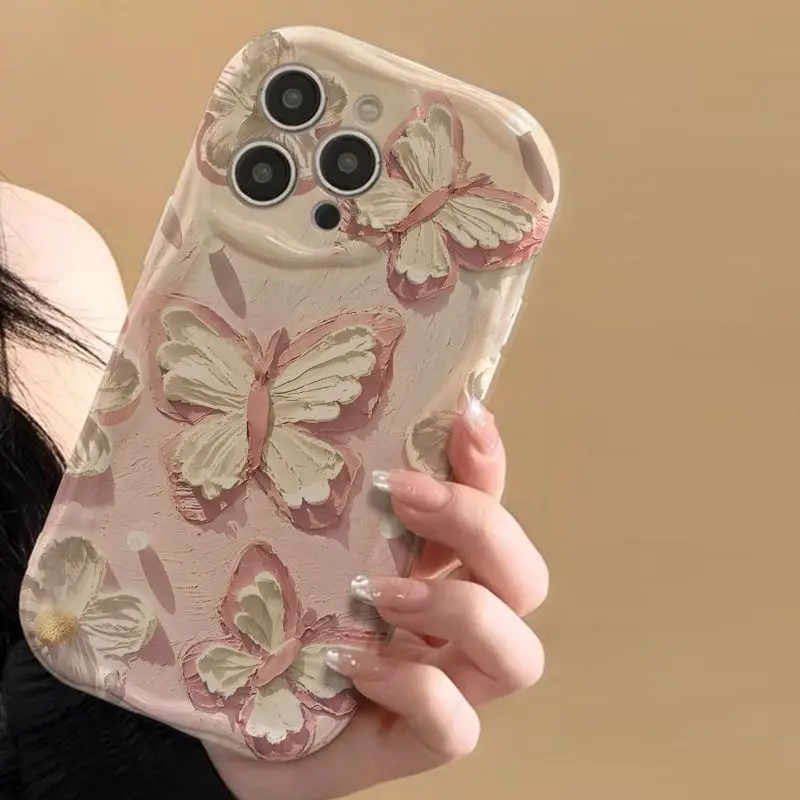 Pearl Butterfly Phone Case For Samsung Galaxy A54 A24 A33 A34 A73 5G A31 A32 A51 A52 A53 A71 A72 A30 A20 A50 A50S A30S Cover