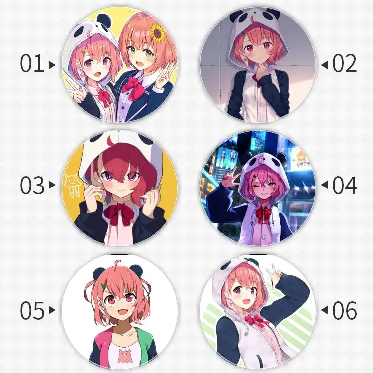 saku Badge Brooch Vtuber Virtual YouTuber anchor Peripherals Pin School bag 58mm Tinplate Birthday present Customize Decoration