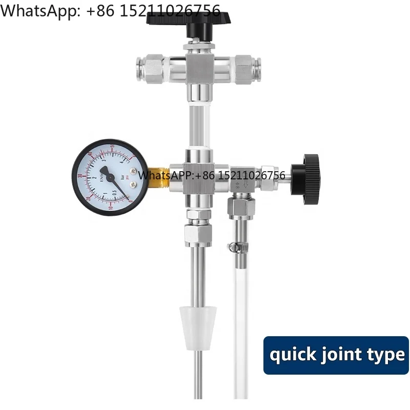 

Upgraded Counter Pressure Bottle Filler Quick Joint Connector Bottling & Transfer Avoid Air Connect & Pressure Gauge 0-60PSI