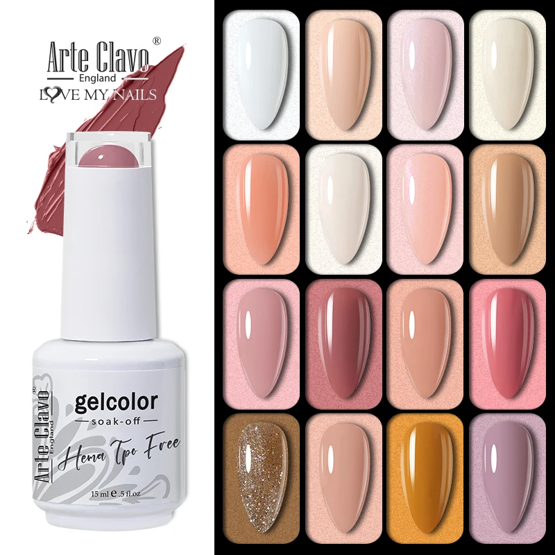ArteClavo 15ml Nude Gel Nail Polish Hybrid Gel Lak HEMA TPO FREE Nail Polish Pink Nails Art Vernis Varnishes UV Top Manicure Set