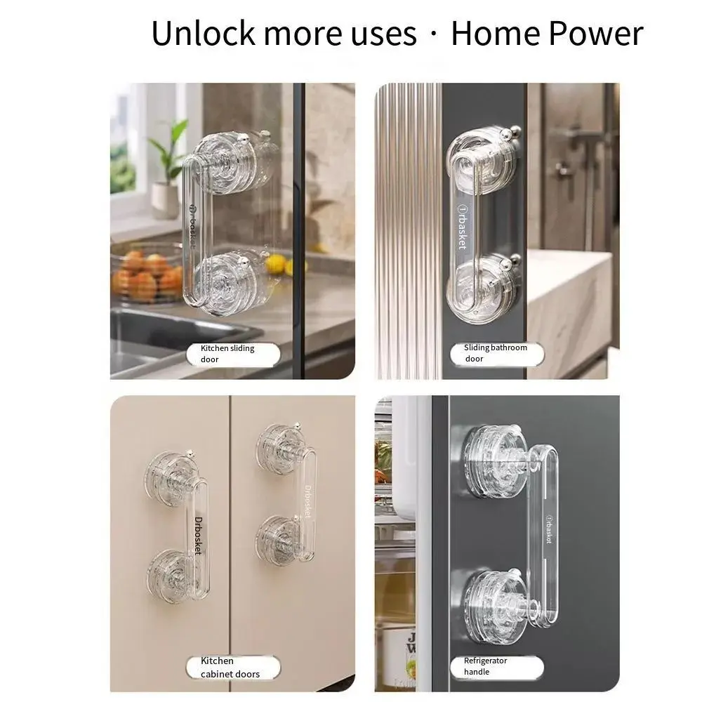 New Waterproof Suction Cup Door Handle Reusable Portable Sliding Door Handle Bathroom Anti-slip Wardrobe Door Handle