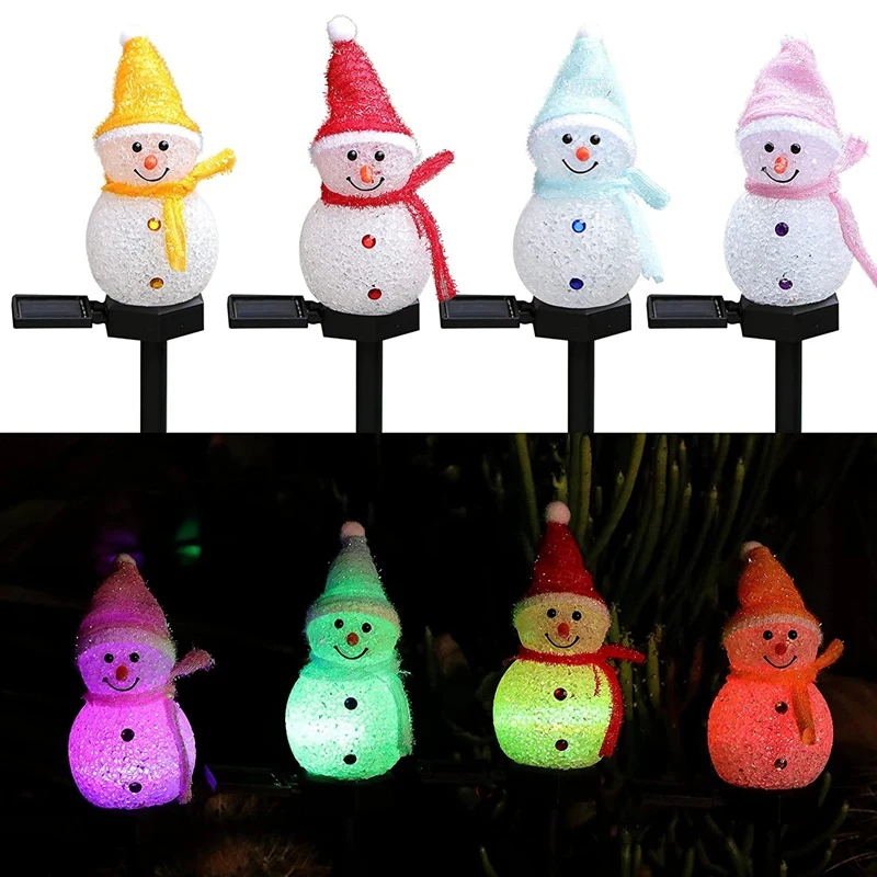 Snowman พลังงานแสงอาทิตย์ไฟคริสต์มาสพลังงานแสงอาทิตย์ LED Snowman Light Decor สวนกลางแจ้งโคมไฟ Xmas