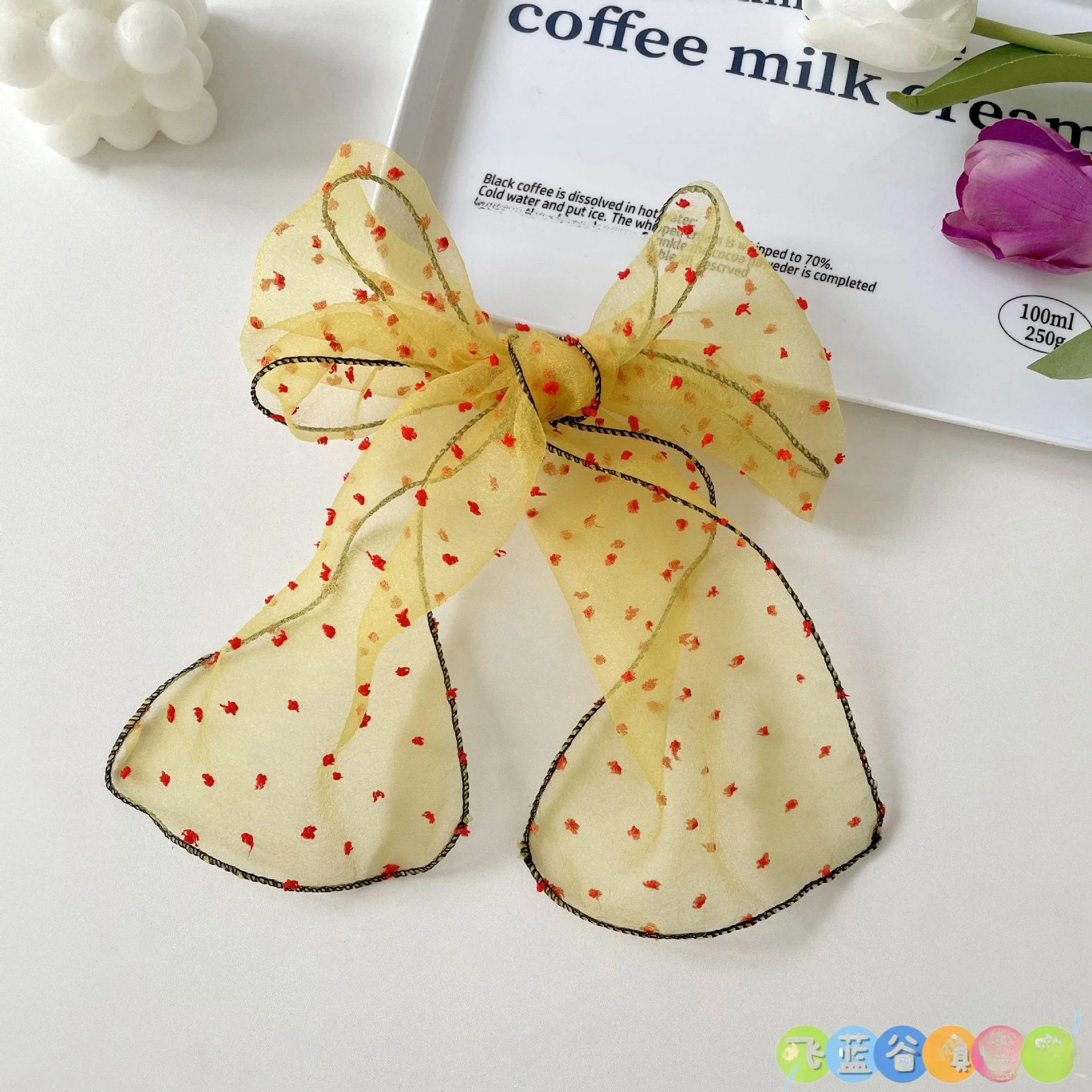 

Yellow Polka Dot Scarf Neck Covering Summer Sun Protection Lightweight Wrap for Women Spring Summer Season Fashion Accessory