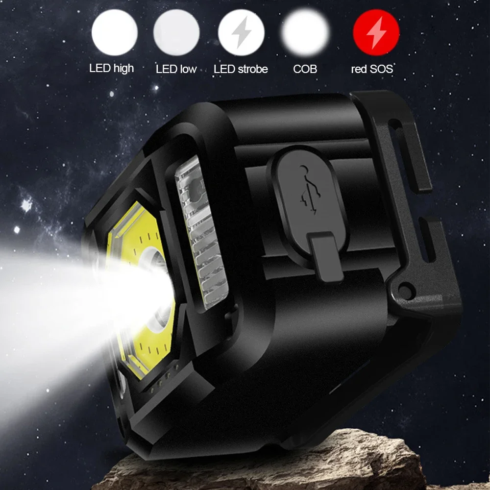 Ultra Bright LED Headlamp Smart Motion Sensor Headlight Waterproof Head Lamp Rechargeable Head Front Light