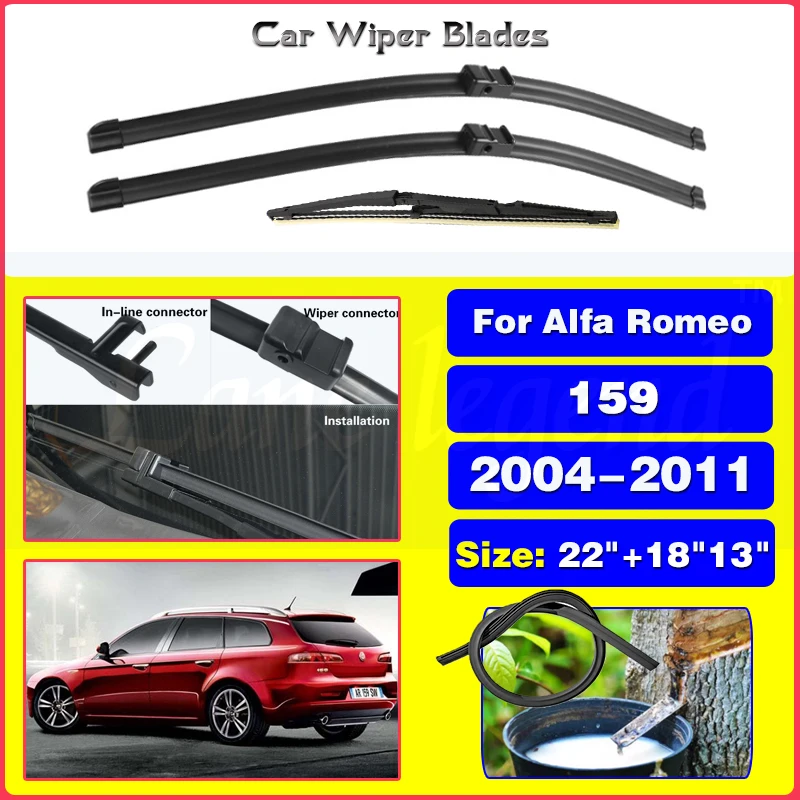 Wiper Front & Rear Wiper Blades Set For Alfa Romeo 159 2004-2011 2005 2006 2007 2008 Windshield Windscreen Window 22