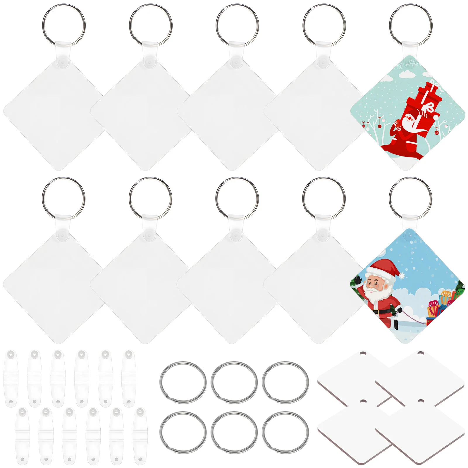 

40 Pcs Keychain Set Sublimation Blanks Clear Acrylic Rings Diy Supplies Custom Photo Keychains Craft naments Bulk